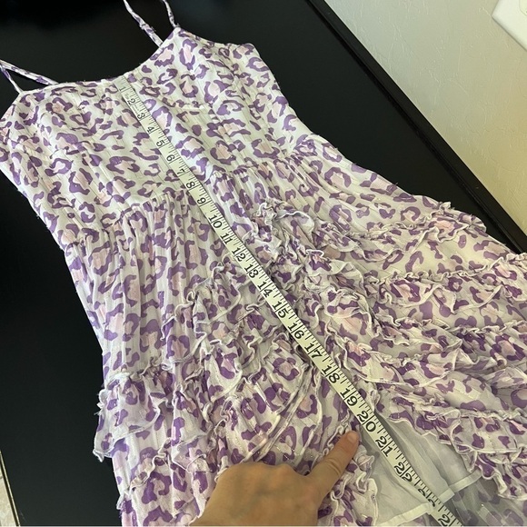 Rococo Sand Avana Midi ruffled corset dress, high low hem, leopard print, sz M - Picture 15 of 17